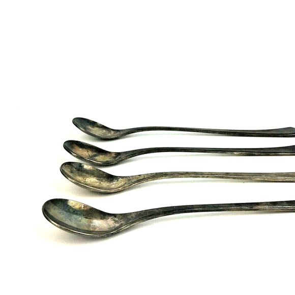 Vintage Japan Silver Plate 18-8 Spoon Set 4 Spoons Stainless Steel Oval End 7.5" - Picture 9 of 9